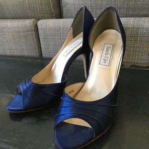 Touch Up Flash - Navy Satin Peep Toe Heels